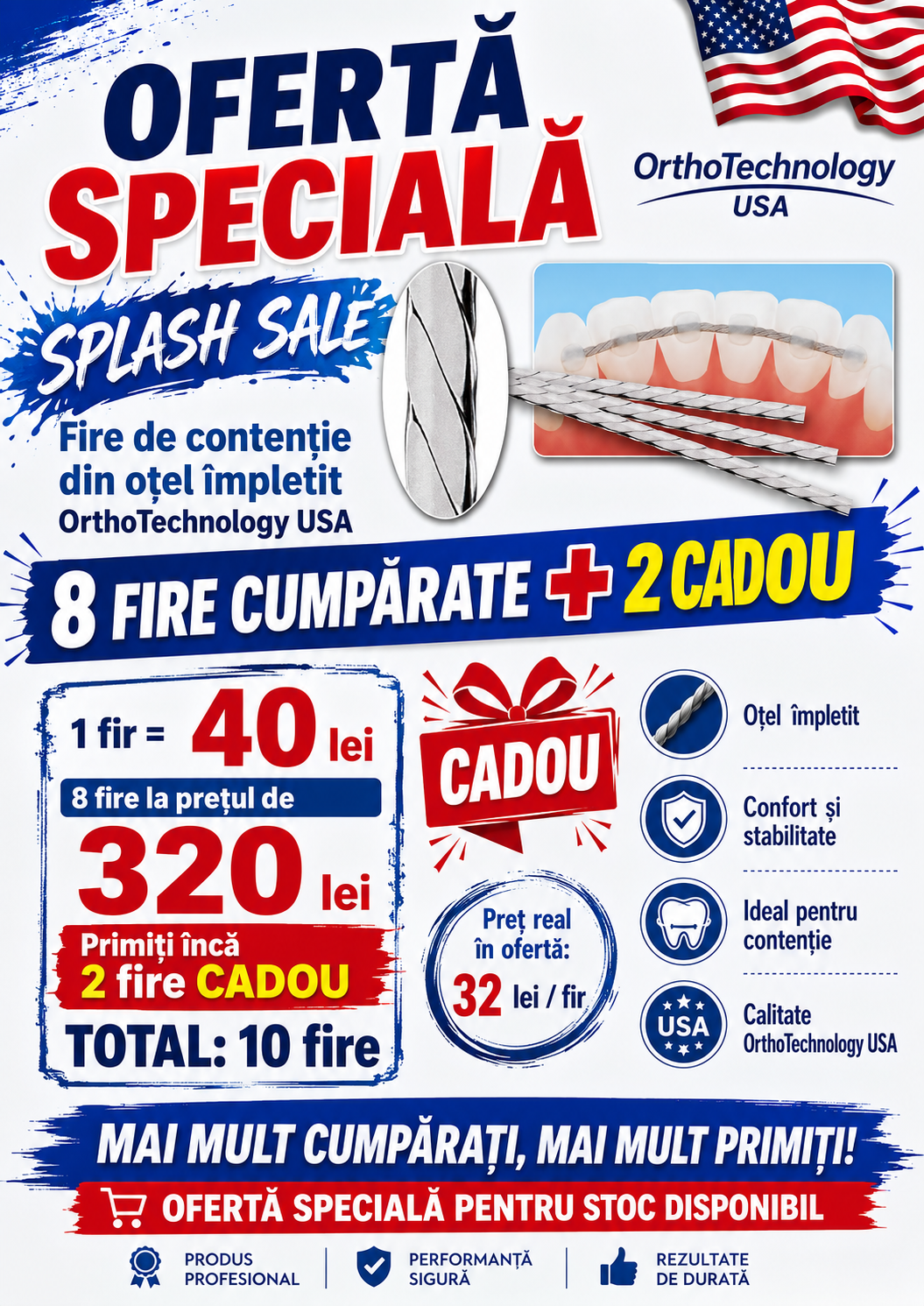 8 + 2 Cadou Fir contentie Otel torsadat plat